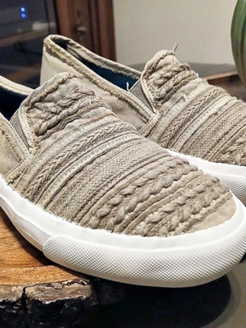 Blowfish Textured Slip-On Sneakers in Beige Like New